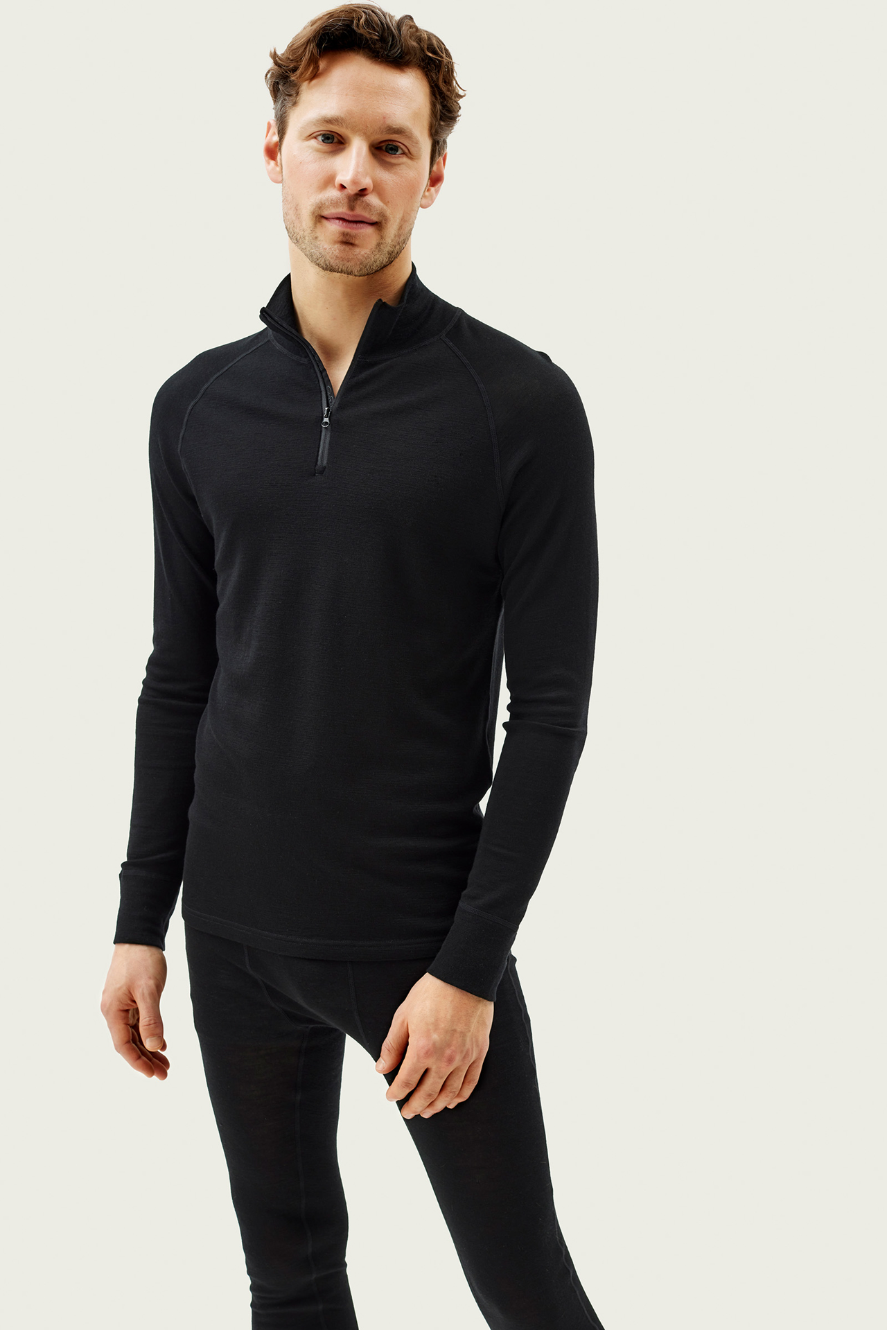 Ulltrøye med zip herre